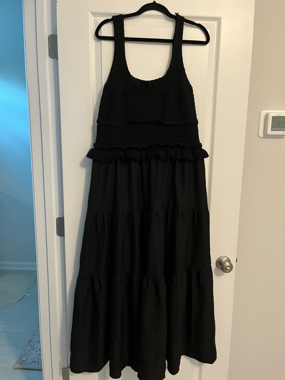 Black Tiered Maxi Dress, Knit Top
